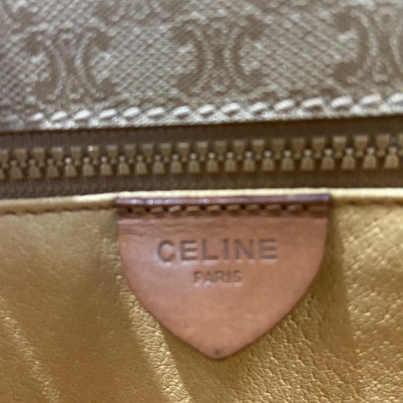 Vintage Celine Macadam Crossbody Shoulder Bag – Beige Canvas w/ Tan Leather Trim - Picture 13 of 16